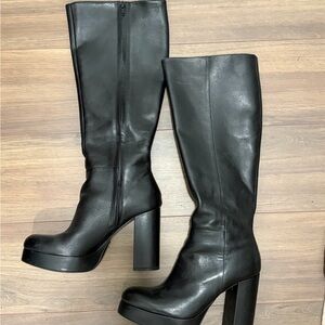 Zara Real Leather Heeled Boots